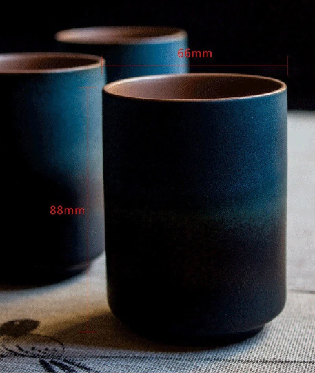 Gohobi Ceramic Japanese style blue teacup stoneware coffee